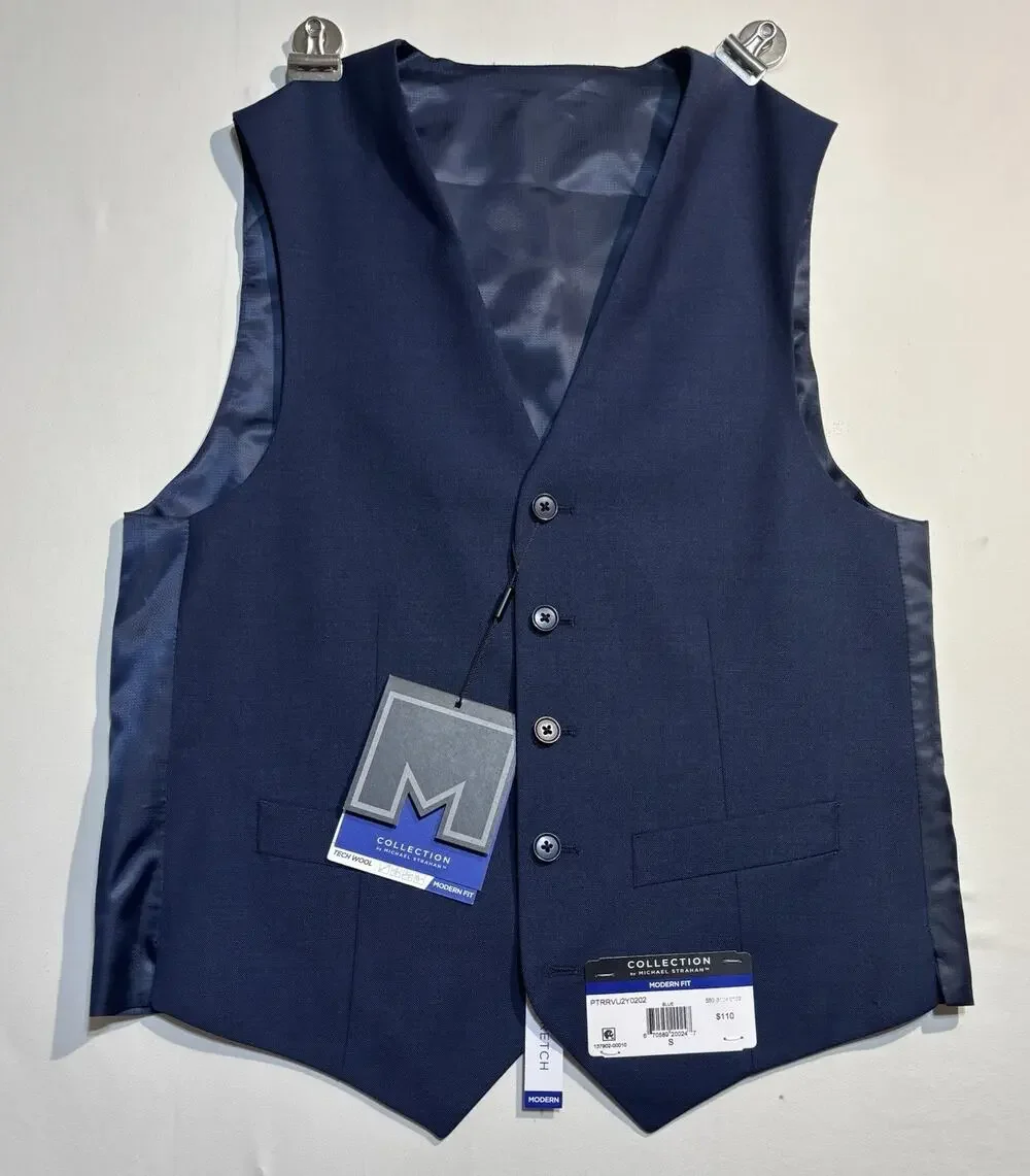 Michael Strahan Collection Men’s Dress Vest Navy Blue Size S NWT Modern Fit